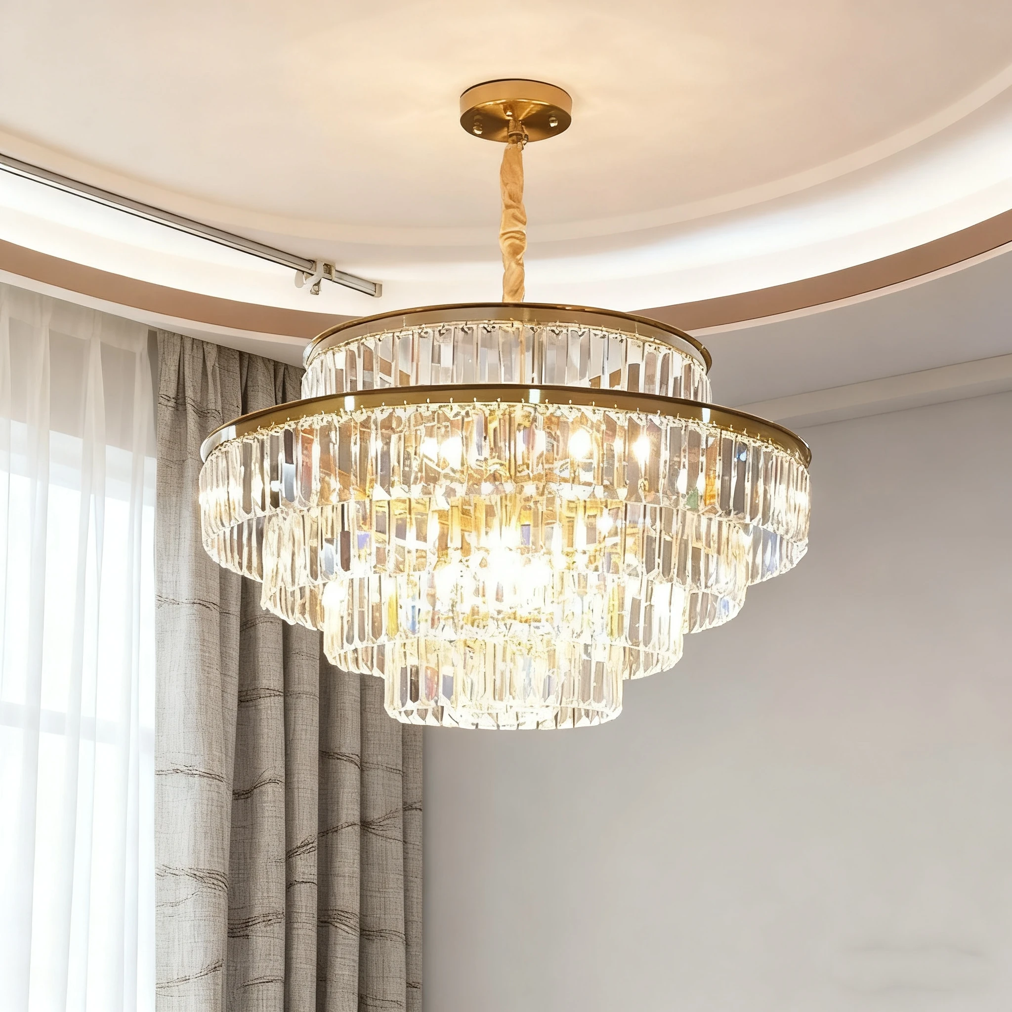 

Luxury Crystal Chandeliers LED Pendant Lights Villa Lighting Lustre Chandelier Loft Furniture Living Room Indoor Hotel