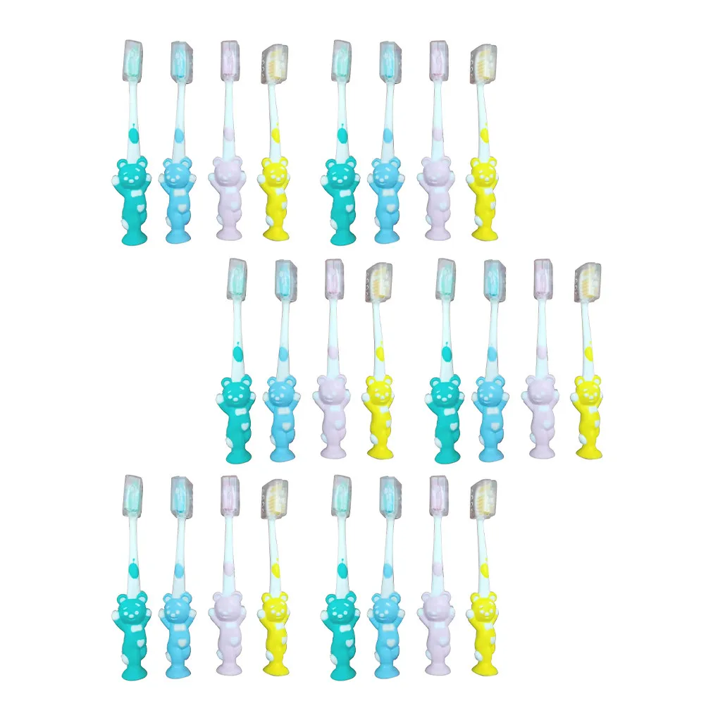 

Набор для ухода за полостью рта, 24 шт., зубные щетки в форме медведя с мягкой щетиной для удаления налета, удобная ручка, разные цвета