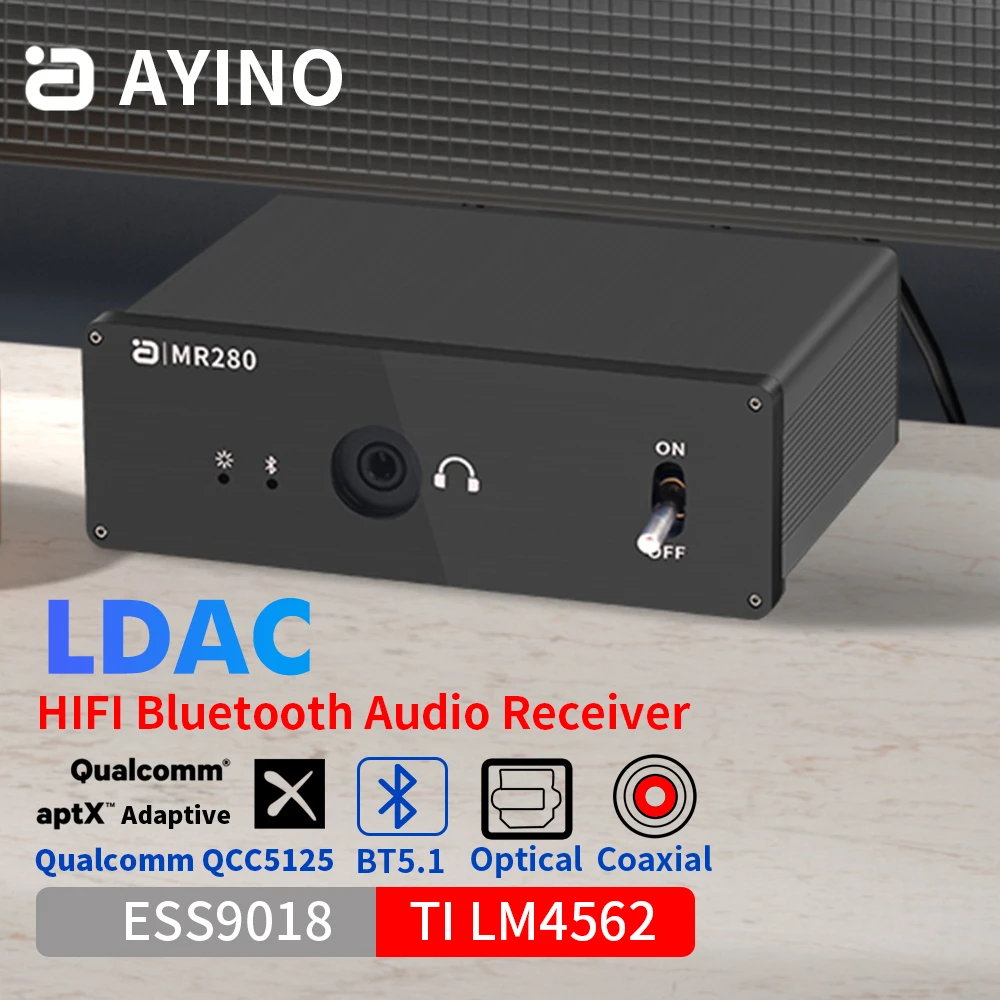 

Hi-Res DAC Bluetooth 5.1 Audio Receiver LDAC aptX HD adaptive Lossless QCC5125 ES9018 Coaxial Optical Wireless Adapter Decoder