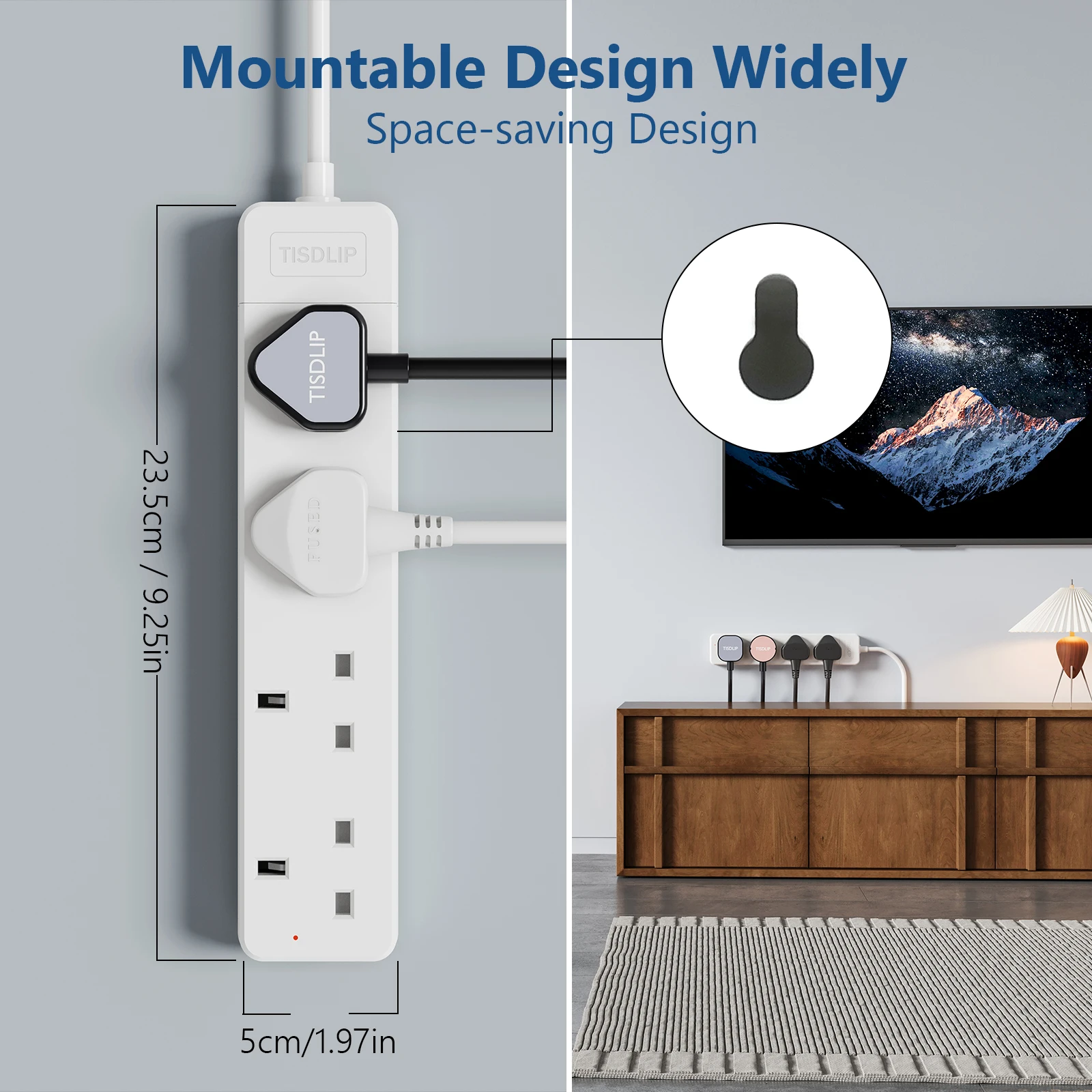UK 2/4 Way Power Strip – 1.8M Long Cord Extension Lead with 13A Rating, Child Safety Shutter & Power Indicator