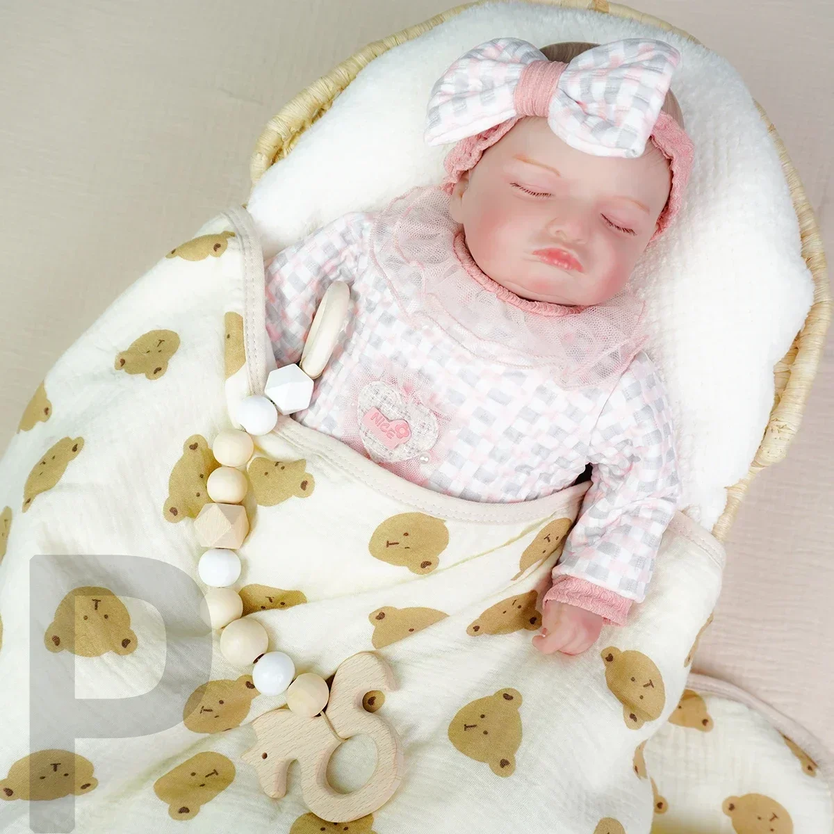 

Vivid Reborn Baby Doll Fabric Body Sleep Newborn Real Baby Doll Cute Pink Realistic Baby Doll Psychic Healing Handmade 3D Skin