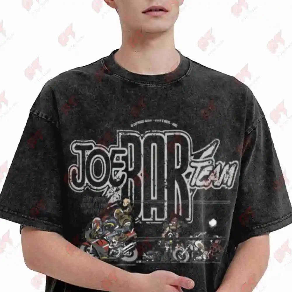 Joe Bar Team Motorcycle Vintage Washed Tee Pure Cotton T-Shirt