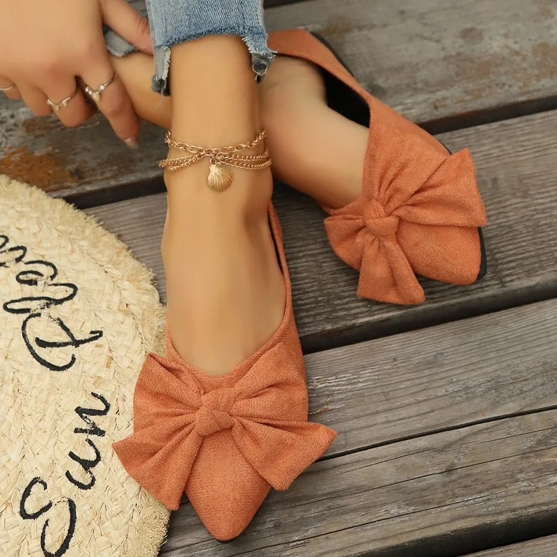 JGSHOWKITO Klassische Damen-Flats mit süßer Schleife, flache Ballerinas für Damen, spitze Zehenpartie, rutschfeste Damen-Mode-Loafer – Detail 9