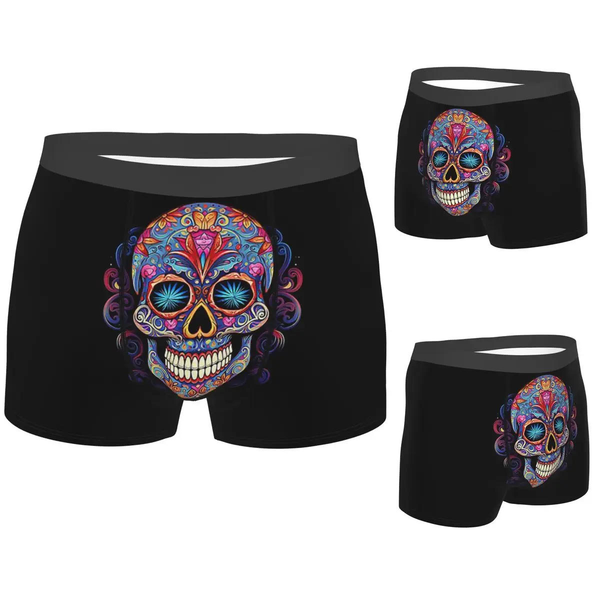 

Boxer Underpants Shorts Mexican Sugar Skull Day Of The Dead Sugar Skull Panties Men Breathable Underwear for Homme Man Gift