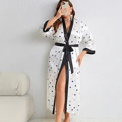 XL-5XL Big Size Bride Bathrobe Dress Women Robe Dressing Gown Lady Long kimono Nightshirts Home Wear Sleepwear Loungewear