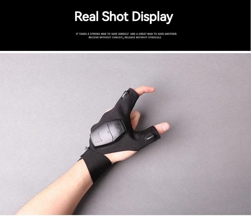 LED Flashlight Fishing Strap Fingerless Gloves Waterproof Cycling Camping Hiking Rescue Glove Lamp Lighting Gloves