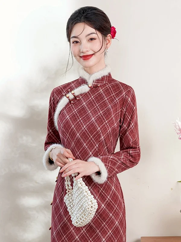 

Stunning New Chinese Sle Thiened Autumn Winter Mommy Dr Daily Wear Ele Personali Gown Long Sve Long...