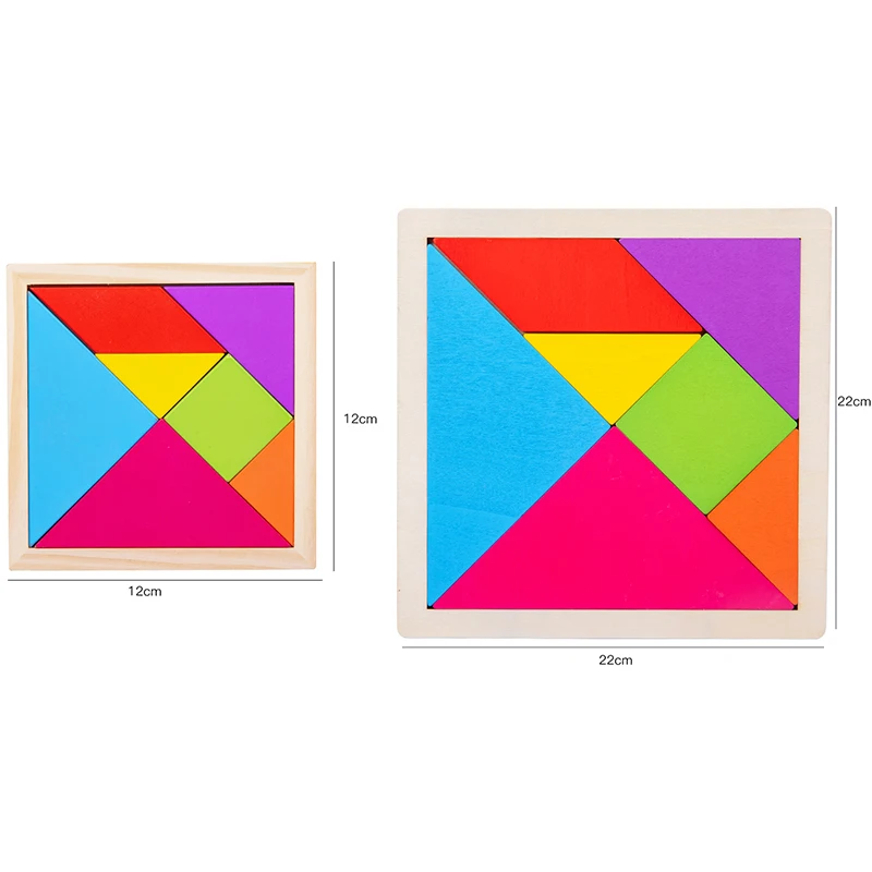 Puzzles Tangram en bois pour enfants avec 7 pièces colorées, jouet d'apprentissage éducatif pour garçons et filles, cadeau de fête amusant