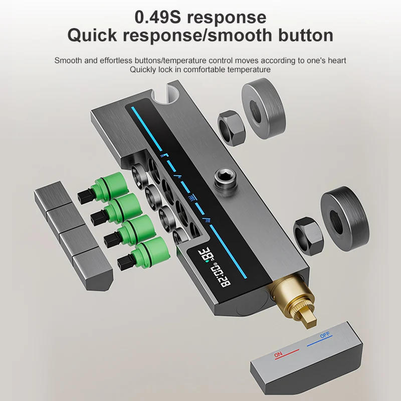 Imagem -04 - Conjuntos de Sistema de Chuveiro de Display Digital Torneiras de Chuva Luz Ambiente Botão de Piano Cinza Conjunto Completo