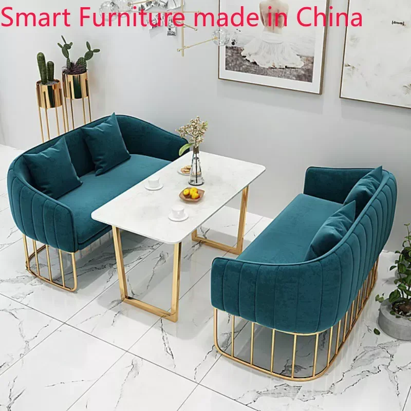 Nordic coffee shop card seat iron sofa negotiation reception bar dessert milk tea shop table and chair combination