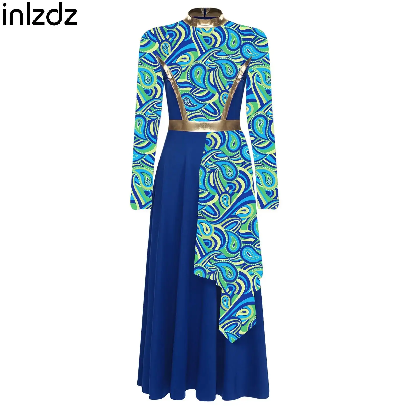 

New Womens Praise Worship Dance Dress Tunic Long Sleeve High Waist Asymmetrical Dresses Dancewear Modern Lyrical Dance Clothes