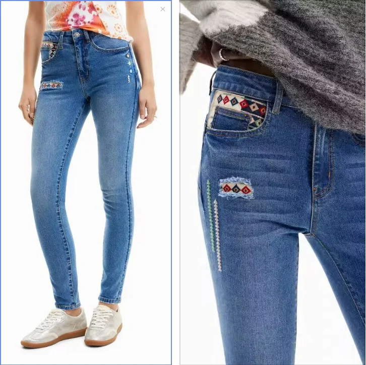 

Foreign trade original single Spanish new style to do old embroidery slim stretch fashion jeans