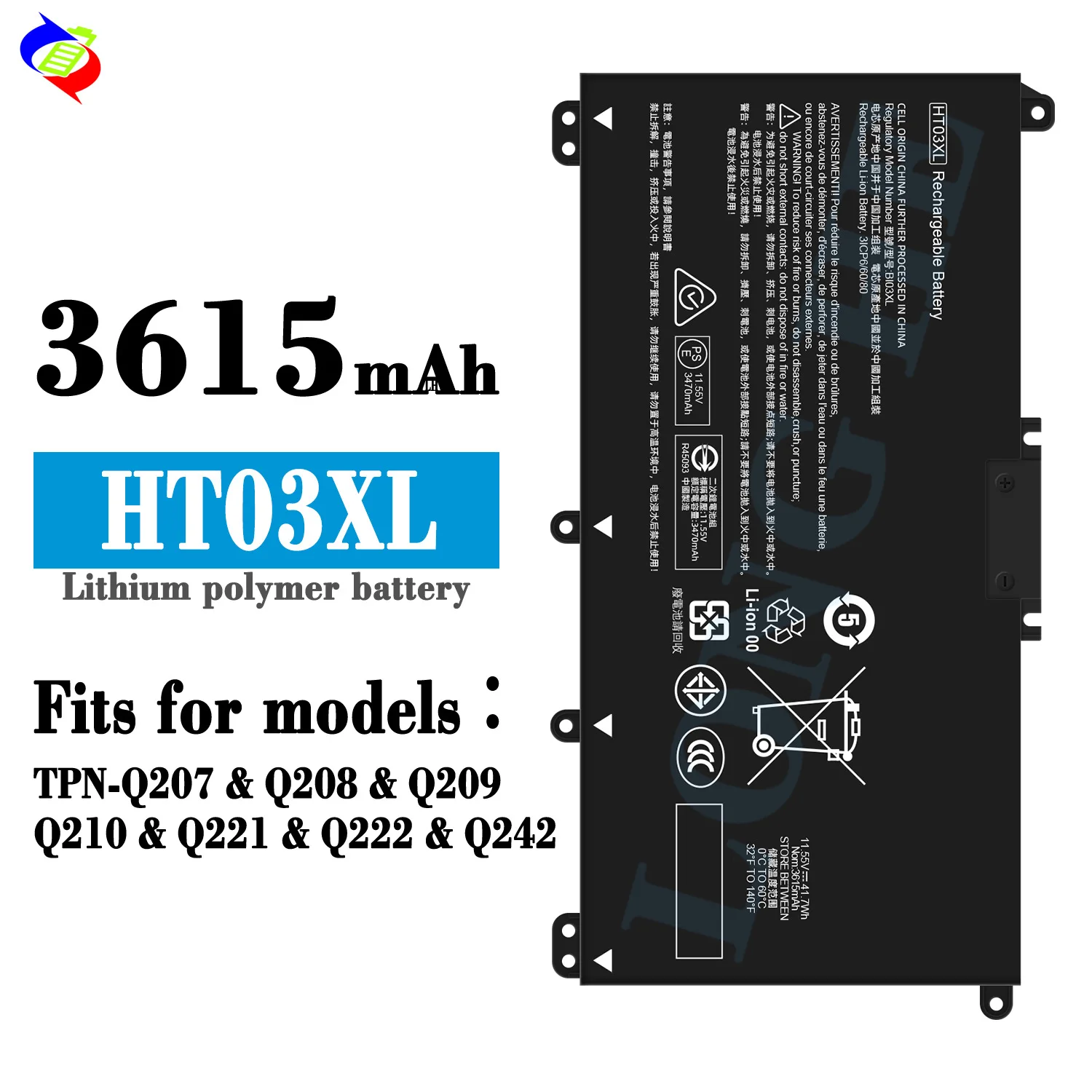 HT03XL 11.55V Laptop Battery For HP Pavilion 14-CE 15-CS Series 250 255 G7 HSTNN-LB8L LB8M DB8R