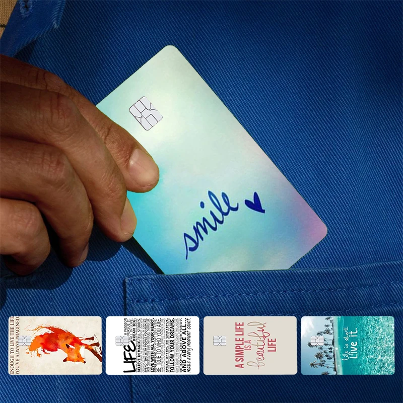 Pegatina con cita inspiradora de Beautiful Life para tarjeta de crédito, tarjeta de débito bancaria, tarjeta de autobús, soporte para tarjeta frontal, elegante, Indie