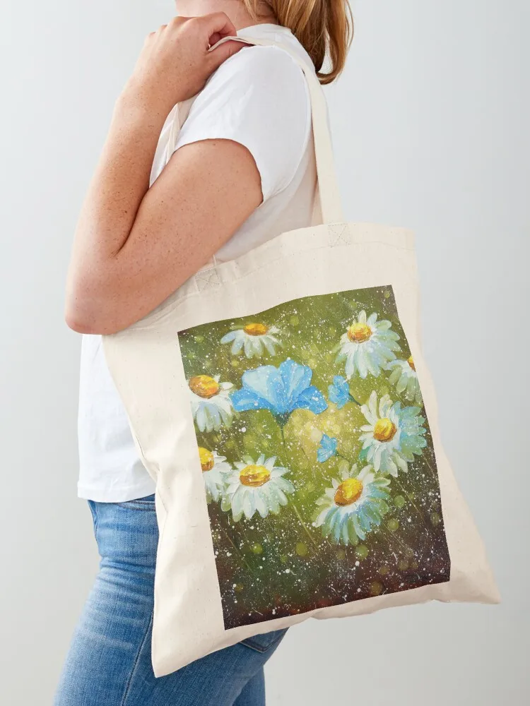 

Daisies in the field Tote Bag female bag Beach bag Candy bags shopping bags foldable