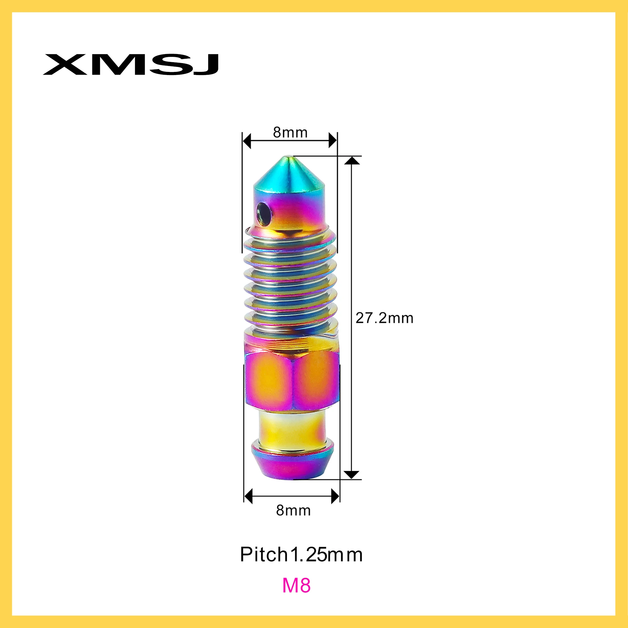 XMSJ Gr5 Titanium Bolt Motorcycle Brake Caliper Oil Drain Air Bleed Nipple Bolt M8x1.25mm Deflation Bleeder Bleed Screw Parts