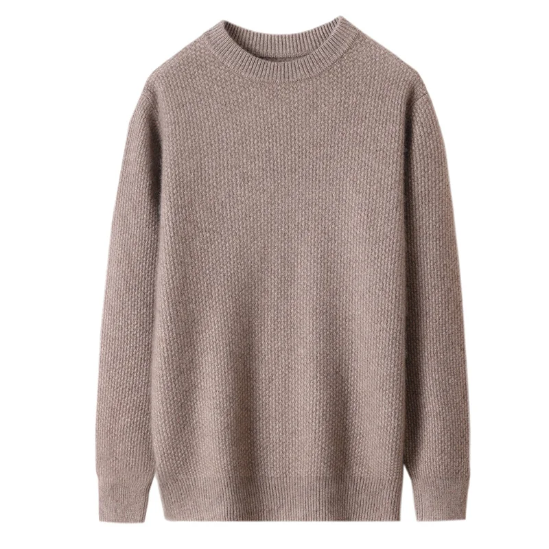 Thickened Round Neck 100% Cashmere Sweater Men's Solid Color Knitted Sweater Men's Solid Color With Bottoming Shirt Top.