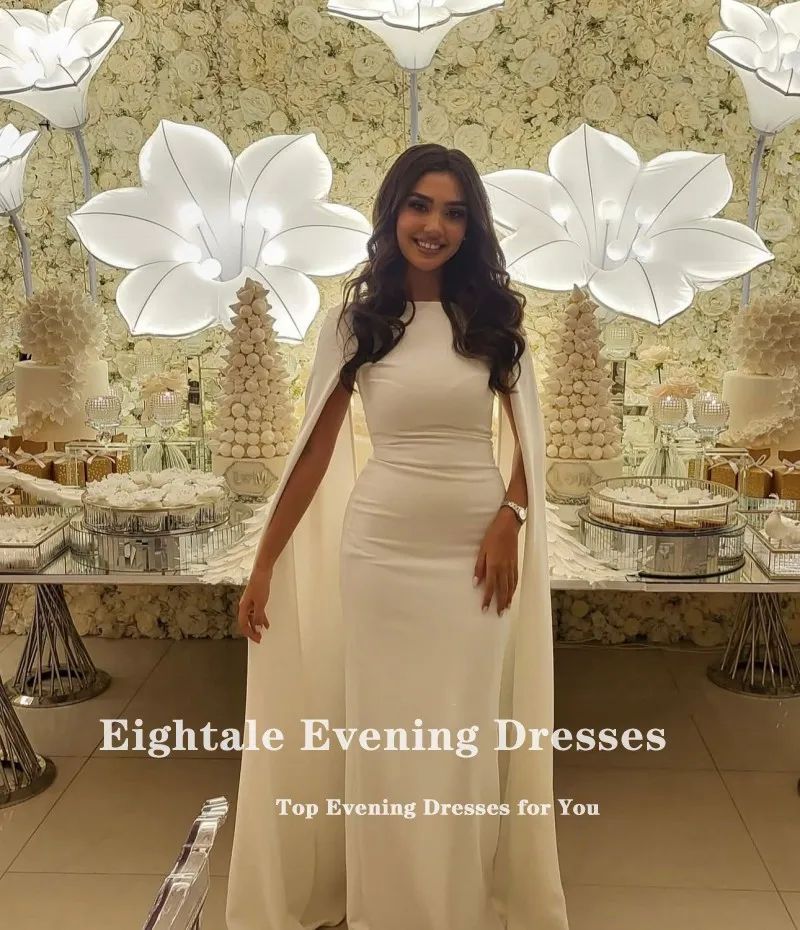 EPackage Aale-Robe de Soirée Arabe Personnalisée, Tenue de Bal, Extensible, Col Rond, Manches Cape, Tenue de Mariage, Sirène