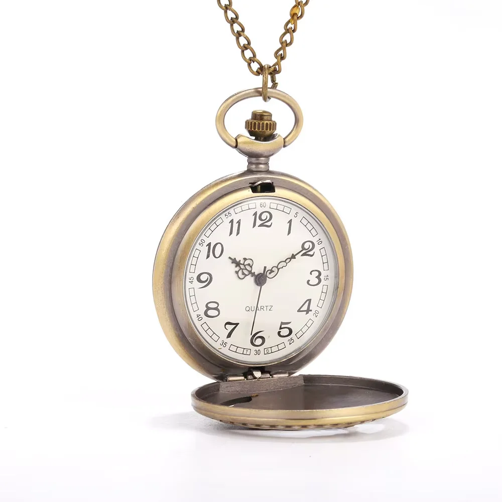 8846   Skeleton train passengers get off the car pattern retro personality exquisite gift souvenir large flip pocket watch