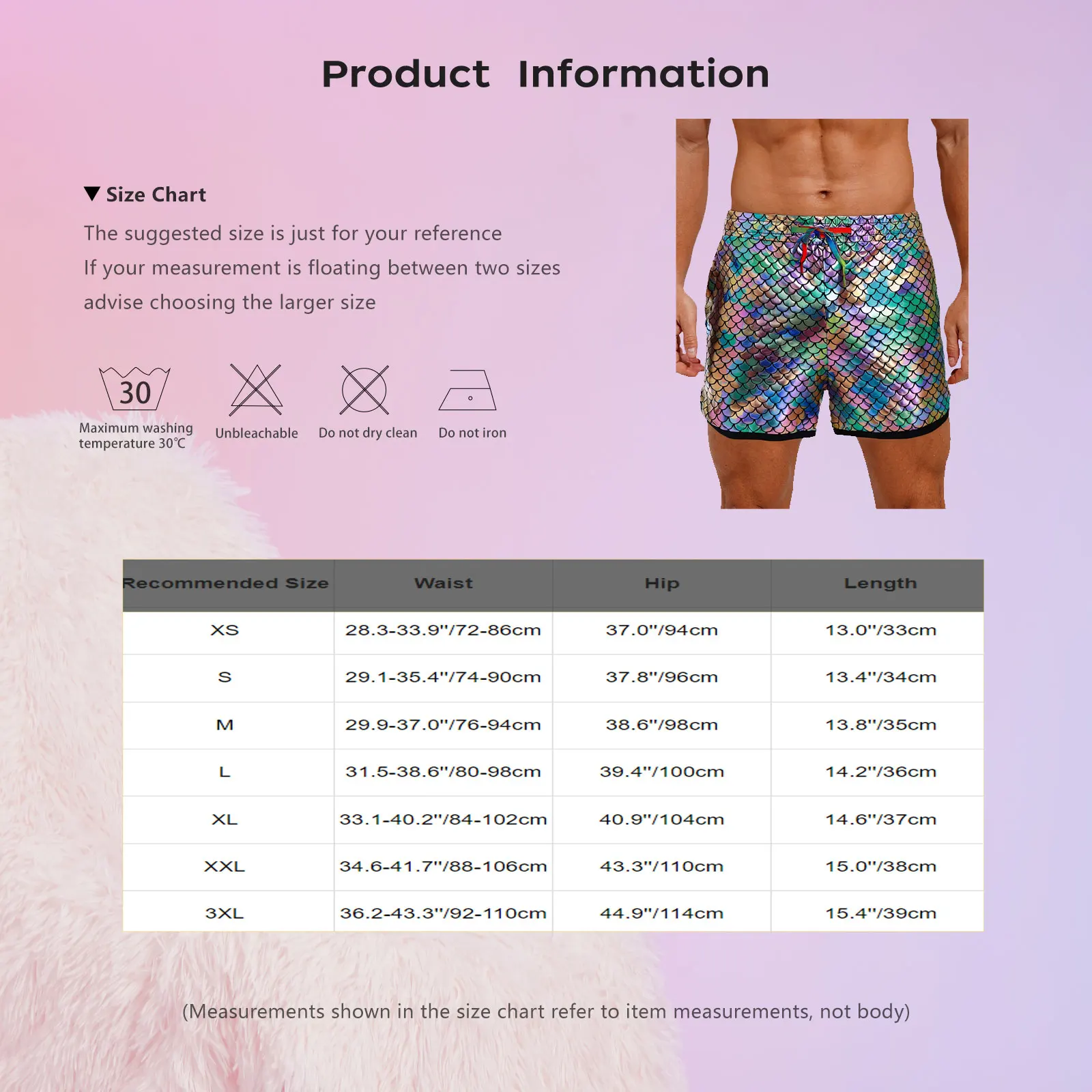 Mens Metallic Shiny Fish Scale Pattern Shorts Slant Pockets Trunks Raves Party Outfits Elastic Waistband Drawstring Short Pants