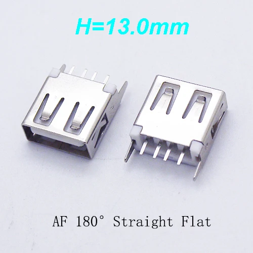 10PCS USB 2.0 Jack L=13/13.7/15/17.5/19.5/20.5/22.5/24.5mm A Type USB 2.0 Connector Female Socket Straight Feet 180degree DIP