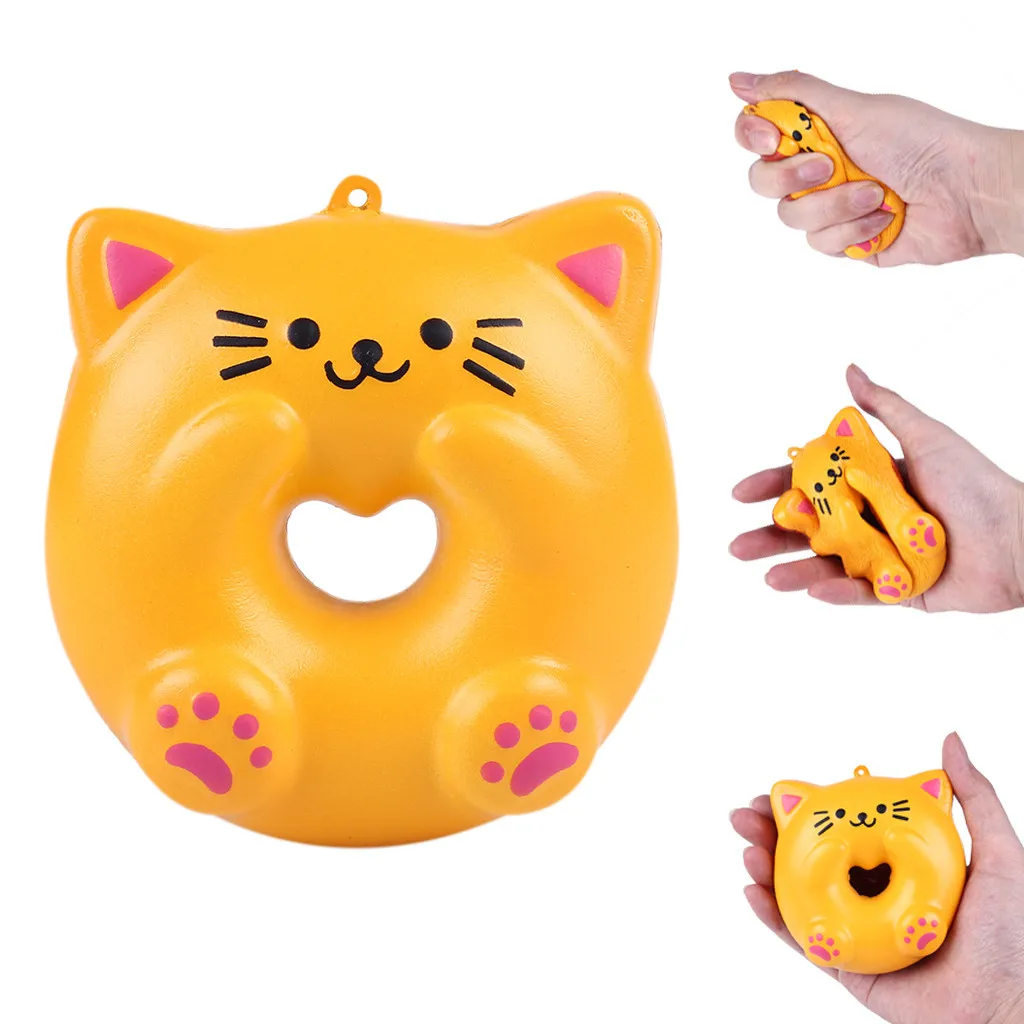 PU Bread Squishy Cute Kawaii Cat Donut Fidget Toy Anti-stress Slowly Rising Cream Scented Pressure Toy For Children