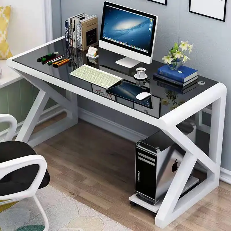 AOLIVIYA Gaming Table PC Computer Desk Office Study Mesa Modern Tempered Glass Multifunctional Writing Home Desktop Simple