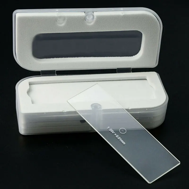 2PC Microscope Calibration Glass Slides Reticle Ruler Stage Dial Micrometer Biological Measuring Calibration Ruler