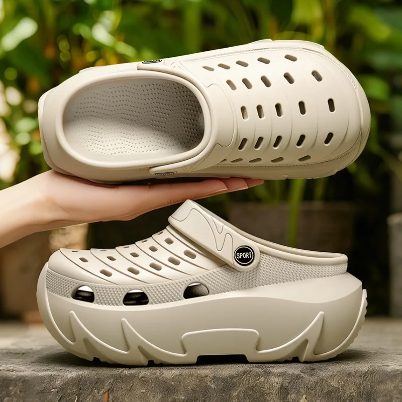 

Thick Sole Fashion Clogs For Women Summer Platform Shoes Soft EVA Girls Indoor Street Slippers Female Leisure Wedges Sandals