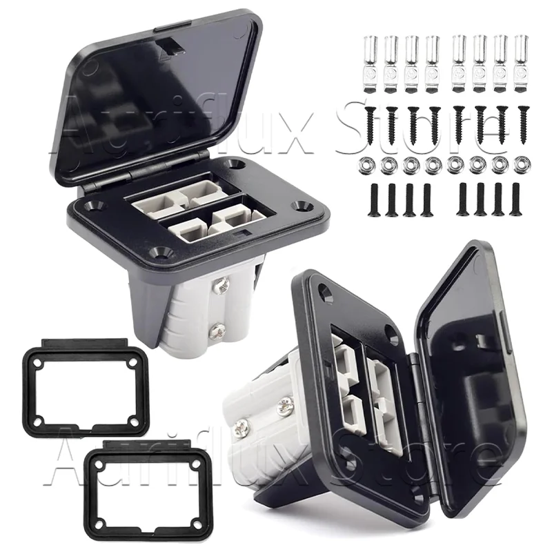 

50 Amp Dual Flush Mount Battery Quick Connect/Disconnect with Mounting Panel, 6-12 Gauge Jumper Cable Plug Kit for Car