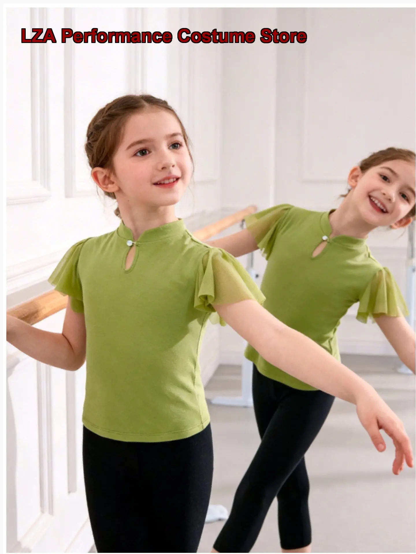 girls'-children's-dance-dress-summer-short-sleeves-ruffle-sleeves-chinese-dance-leotard-practice-leotard-body-suit-art-exam-kids