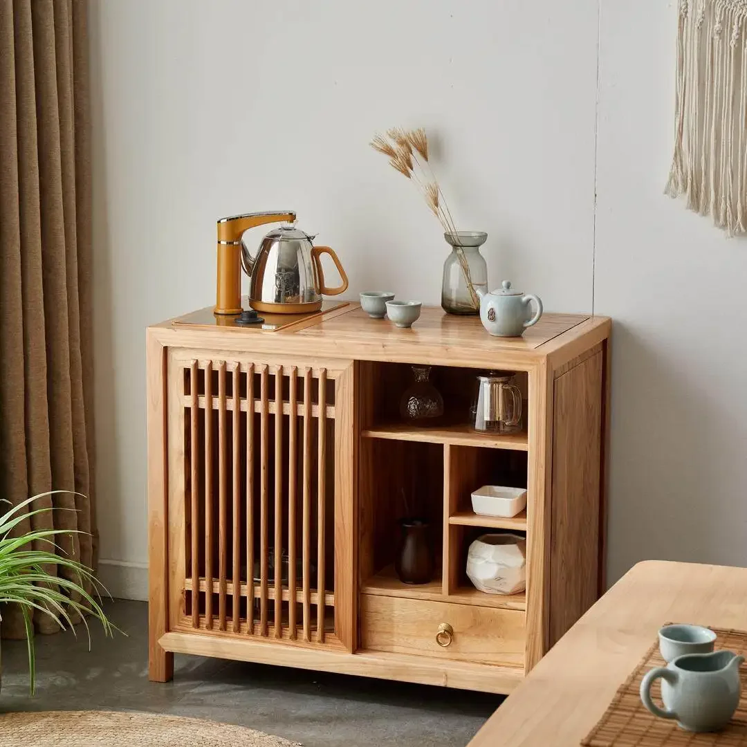 North old elm tea and meal side cabinet multi-functional tea table simple modern tea side solid wood storage cabinet
