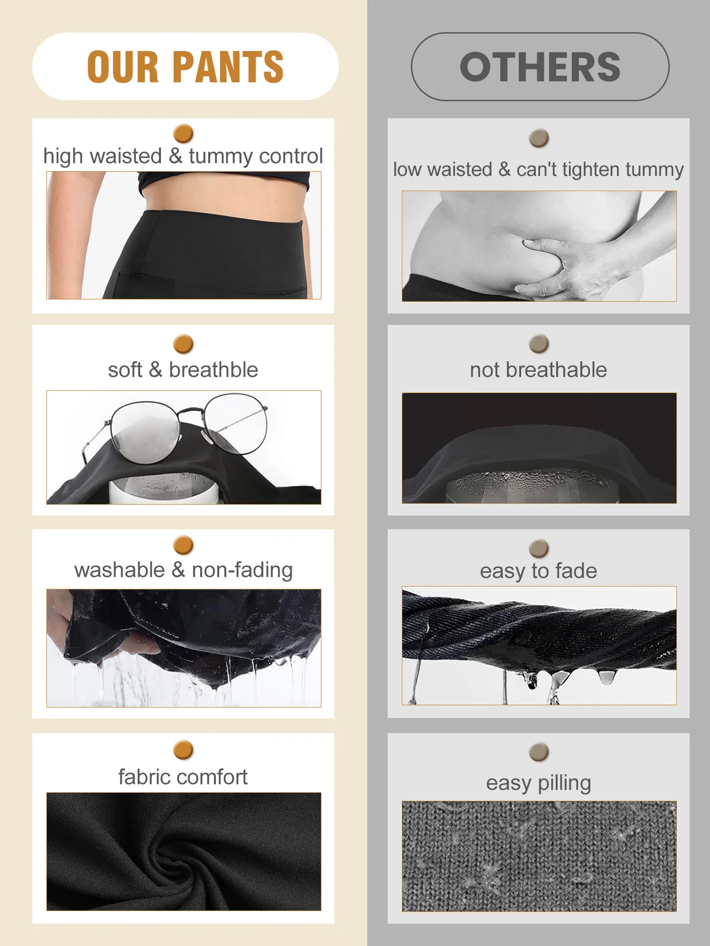 Damen-Yogahose mit hoher Taille, Übergröße, Po-Lifting-Workout-Leggings mit Taschen, elastische Activewear für Fitnessstudio und Laufen – Detail 4