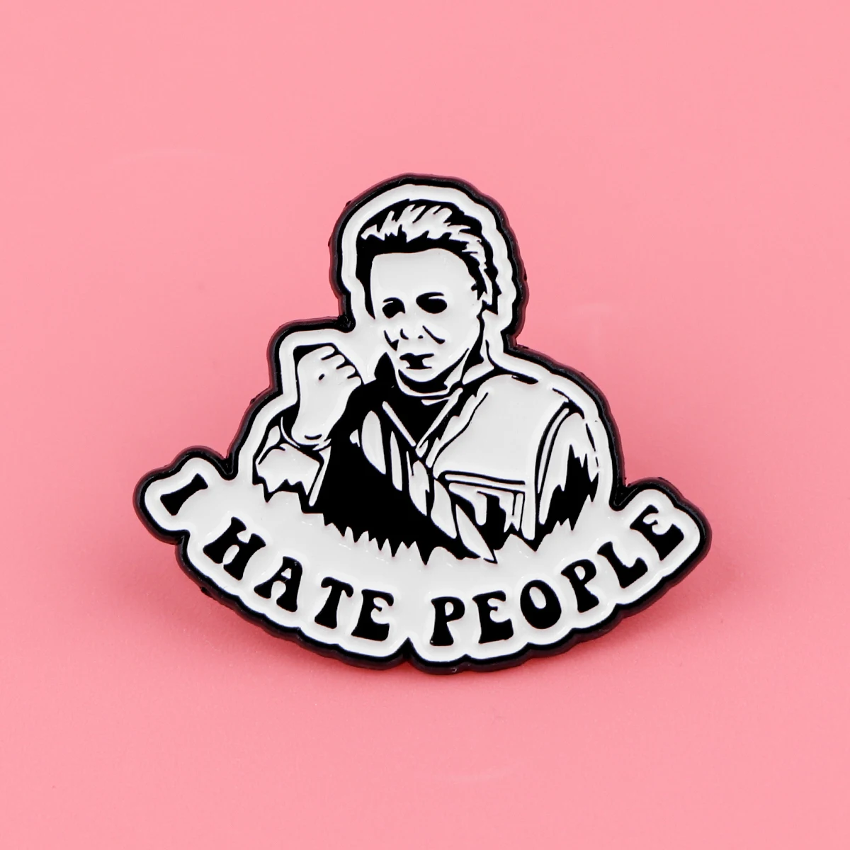 9pcs I Hate People Enamel Pin Horror Movie Character Brooch Funny Quote Lapel Badge, Backpack Jacket Decorative Pin Holiday Gift
