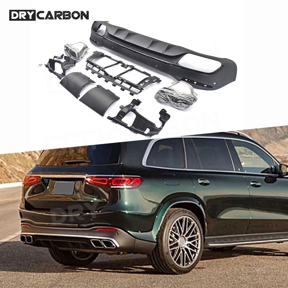 For X167 Rear Diffuser Bumper Lip Spoiler Splitter Exhaust Muffler Tips Accessory for Mercedes Benz GLS X167 GLS63 AMG 2020+