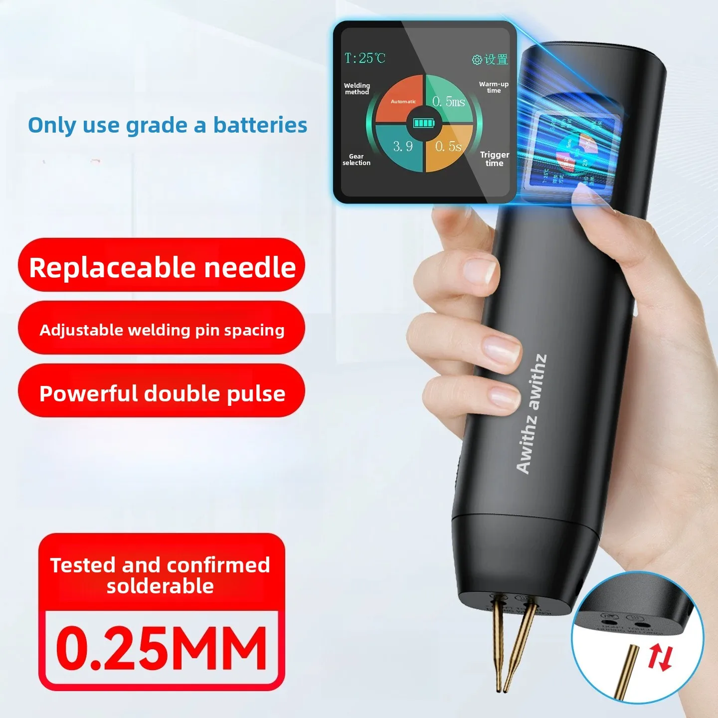 AWITHZ H2 HD2 Mini Household Spot Welding Equipment with Welding Head, DIY Tool for Lithium Battery Nickel Tab Connection
