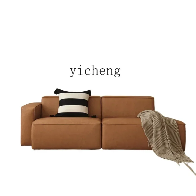 

Household Light Luxury Ecological Leather Waterproof Sofa Piano Keys Vintage Tofu Block Three-Seat