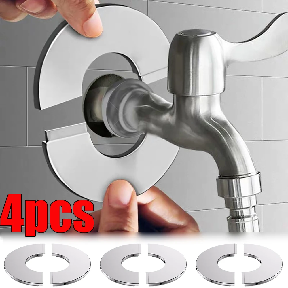 1/4 pz rubinetto coperture Decorative in acciaio inox docce autoadesive tubi dell'acqua coperture a parete bagno cucina rubinetto accessori