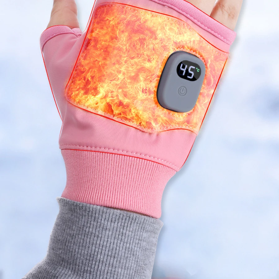 Guantes calefactores recargables USB con temperatura ajustable en tres niveles, adecuados para uso portátil de oficina/exteriores