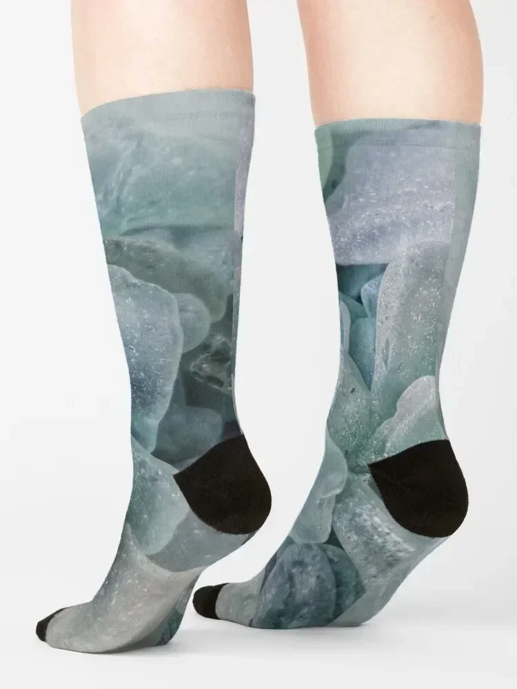 Sea Glass Blues and Sea Foam Collection Pile Socks crazy Soccer hip hop halloween Socks Female Men's