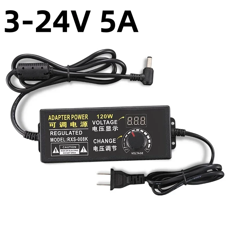 Imagem -05 - Adaptador Universal Ajustável ac para dc 3v12v 9v24v 12v-24v 5a 10a com Tela de Exibição Tensão Regulada Fonte de Alimentação Adatper