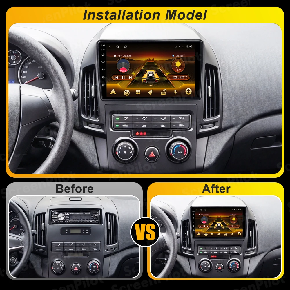 Android 16 For Hyundai I30 2006-2011 Car Radio Stereo Head Unit Multimedia Video Player GPS Navigation 2K QLED 9 inch 5G 8 Core