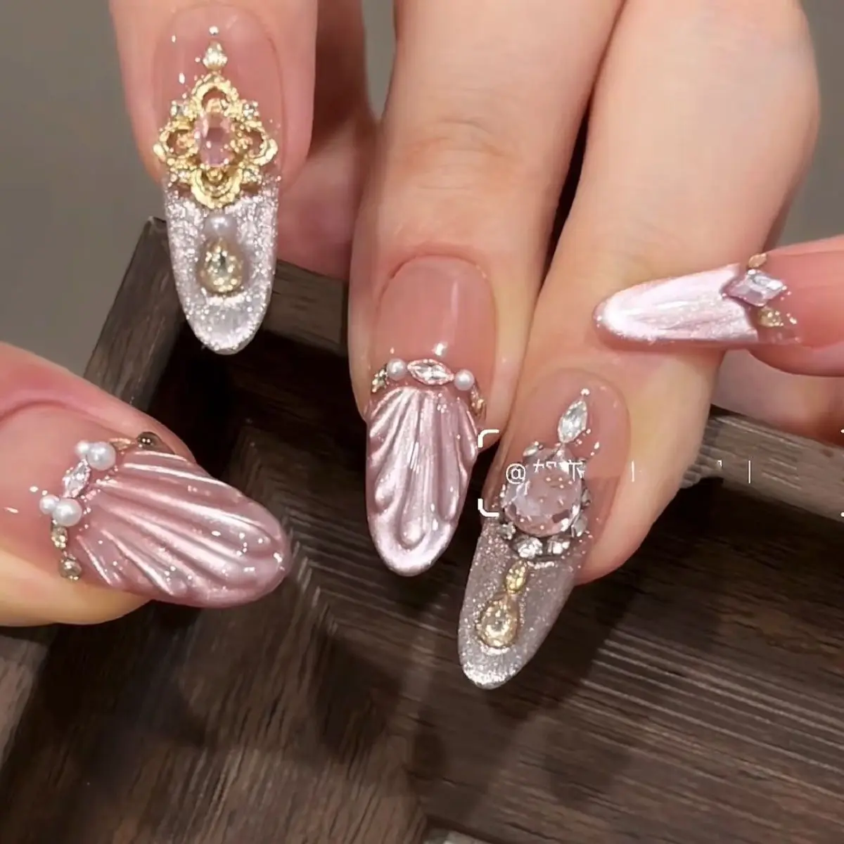 

10Pcs Handmade Long Oval French 3D Almond Fake Nails New Summe rDreamy Press On Nails with Jelly Glue Nail File Set for girl
