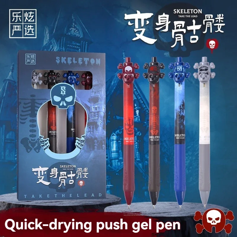 4pcs Halloween Pen 0.5mm Retractable Gel Pens Smooth Writing Black Ink Cute Exam Study Pens Office Stationery Back To School