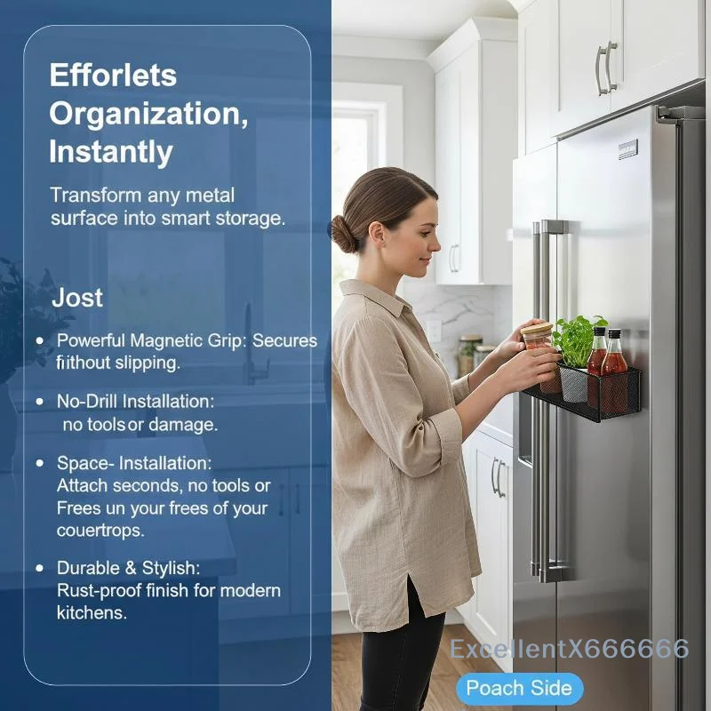 Magnetic Fridge Side Organizer Shelf High Suction Power Durable Storage Box for Kitchen Spices Napkins Small Household Items