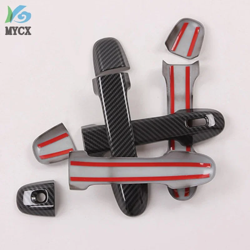 2020 Sport Style Carbon Fiber Print Door Handle Bowl Cover Trim For Subaru Forester 2019-2020 Car Styling Accessories