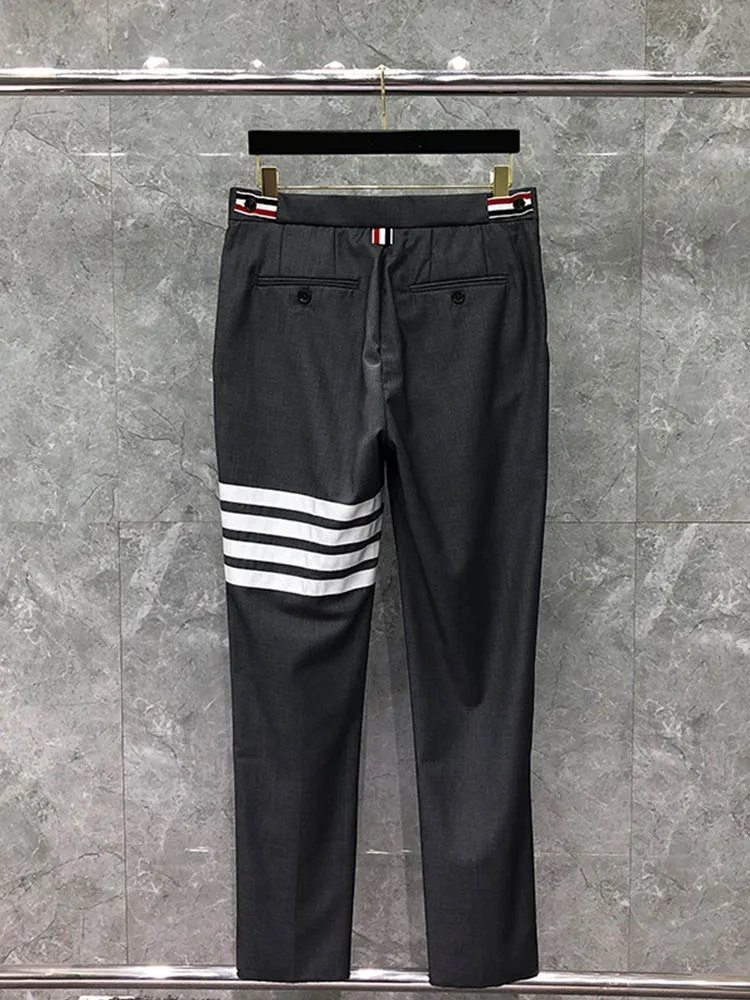 

Trendy ey Slim Straight Men's West Pants Faionable Korean Sle Summer Casual Trousers Versatile Briti INS Sle