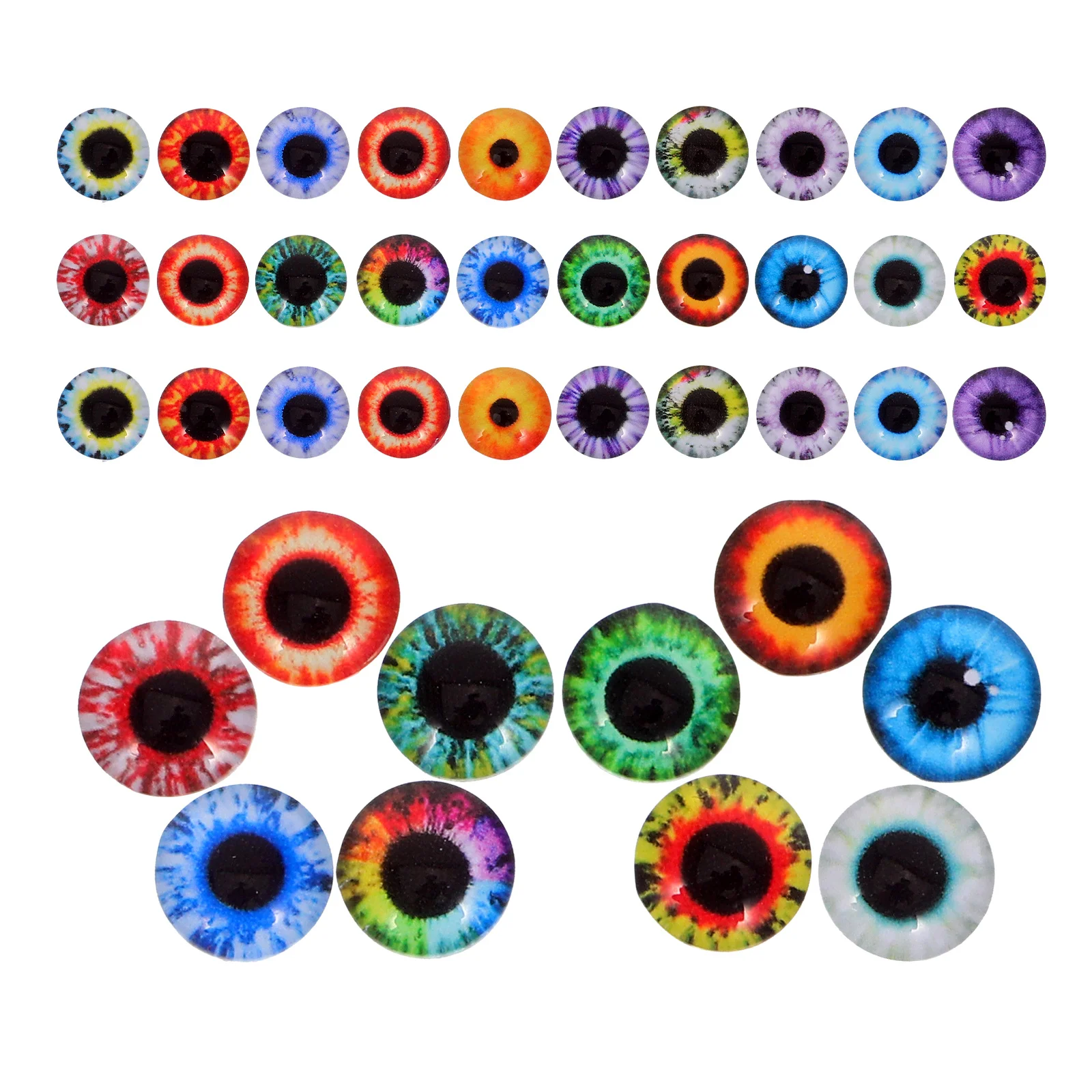 

100 шт., стеклянные кабошоны с плоской задней частью, уникальный дизайн, реалистичные животные глаза для ювелирных изделий, Хэллоуин, драгоценные камни с плоской задней частью