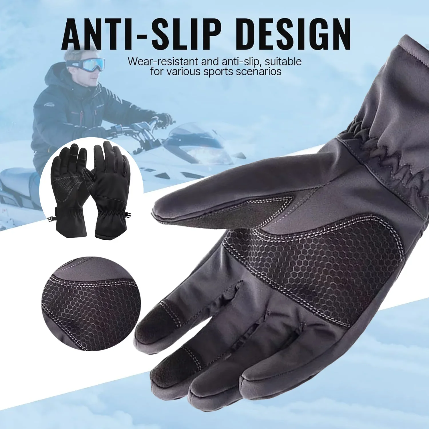 Men Women Winter Ski Gloves Waterproof Windproof Thermal Cold Resistant Touch Screen Gloves Skiing Snow Sports Full Finger Warm