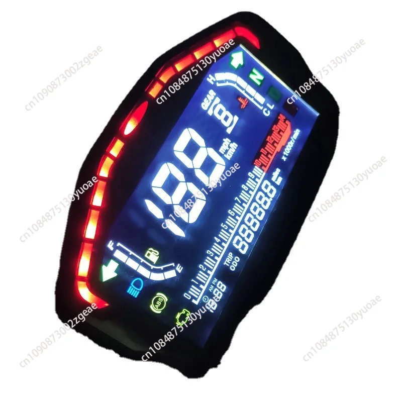 Two-Piece Motorcycle Modified LCD Instrument, Bare Handle, Car, Speed of 1-6 Gears, Water Temperature and Oil Meter